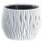 Műanyag virágcserép, Prosperplast Sandy Bowl 240, fehér, átmérő: 23,8 cm, magasság: 16,1 cm, betéttel, 2,3 l, hullámmintás, kerek
