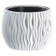 Műanyag virágcserép, Prosperplast Sandy Bowl 240, fehér, átmérő: 23,8 cm, magasság: 16,1 cm, betéttel, 2,3 l, hullámmintás, kerek