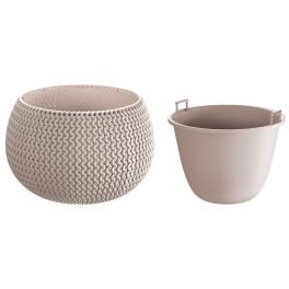   Műanyag virágcserép, Prosperplast Splofy Bowl, mokka, átmérő: 29 cm, magasság: 19,5 cm, tál alakú, betéttel, 3,9 l, kerek