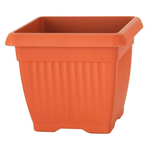 Műanyag virágcserép, Prosperplast Terra, terrakotta, 37 x 37 cm, magasság: 30 cm, bordázott, 25,2 l, négyzetes