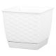 Rattan virágcserép, Prosperplast Rato Square 250, fehér, 25 x 25 cm, magasság: 22 cm, alátéttel, 8,2 l, rattan hatású, négyzetes