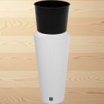 Rattan virágcserép, Prosperplast Rato Tubus 400, fehér, átmérő: 40 cm, magasság: 76,3 cm, betéttel, 35 / 64 l, rattan hatású, kerek