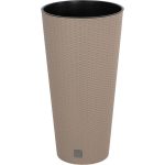 Rattan virágcserép, Prosperplast Rato Tubus 400, mokka, átmérő: 40 cm, magasság: 76,3 cm, betéttel, 35 / 64 l, rattan hatású, kerek