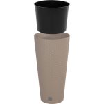 Rattan virágcserép, Prosperplast Rato Tubus 400, mokka, átmérő: 40 cm, magasság: 76,3 cm, betéttel, 35 / 64 l, rattan hatású, kerek
