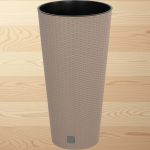 Rattan virágcserép, Prosperplast Rato Tubus 400, mokka, átmérő: 40 cm, magasság: 76,3 cm, betéttel, 35 / 64 l, rattan hatású, kerek