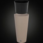 Rattan virágcserép, Prosperplast Rato Tubus 400, mokka, átmérő: 40 cm, magasság: 76,3 cm, betéttel, 35 / 64 l, rattan hatású, kerek