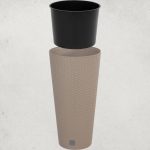 Rattan virágcserép, Prosperplast Rato Tubus 400, mokka, átmérő: 40 cm, magasság: 76,3 cm, betéttel, 35 / 64 l, rattan hatású, kerek