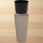 Rattan virágcserép, Prosperplast Rato Tubus 400, mokka, átmérő: 40 cm, magasság: 76,3 cm, betéttel, 35 / 64 l, rattan hatású, kerek