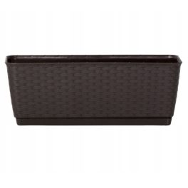   Rattan virágláda, Prosperplast Ratolla P, barna, 49,2 x 17,2 cm, magasság: 17,4 cm, alátéttel, 12 l, rattan hatású