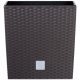 Rattan virágcserép, Prosperplast Rato Low 320, barna, 32 x 32 cm, magasság: 32,5 cm, betéttel, 21 / 32 l, rattan hatású, négyzetes, alacsony kivitel