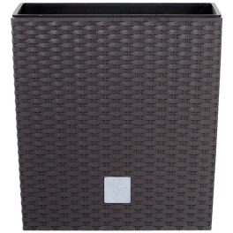   Rattan virágcserép, Prosperplast Rato Low 400, barna, 40 x 40 cm, magasság: 40,8 cm, betéttel, 37 / 64 l, rattan hatású, négyzetes, alacsony kivitel