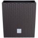 Rattan virágcserép, Prosperplast Rato Low 400, barna, 40 x 40 cm, magasság: 40,8 cm, betéttel, 37 / 64 l, rattan hatású, négyzetes, alacsony kivitel