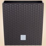 Rattan virágcserép, Prosperplast Rato Low 400, barna, 40 x 40 cm, magasság: 40,8 cm, betéttel, 37 / 64 l, rattan hatású, négyzetes, alacsony kivitel