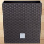 Rattan virágcserép, Prosperplast Rato Low 400, barna, 40 x 40 cm, magasság: 40,8 cm, betéttel, 37 / 64 l, rattan hatású, négyzetes, alacsony kivitel