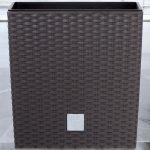 Rattan virágcserép, Prosperplast Rato Low 400, barna, 40 x 40 cm, magasság: 40,8 cm, betéttel, 37 / 64 l, rattan hatású, négyzetes, alacsony kivitel