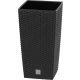 Rattan virágcserép, Prosperplast Rato Square 225, fekete, 22,5 x 22,5 cm, magasság: 42,1 cm, betéttel, 8 / 16,3 l, rattan hatású, négyzetes