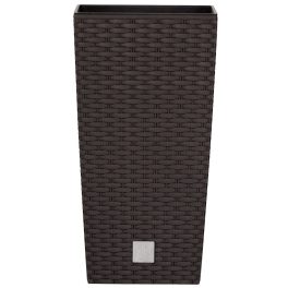   Rattan virágcserép, Prosperplast Rato Square 225, barna, 22,5 x 22,5 cm, magasság: 42,1 cm, betéttel, 8 / 16,3 l, rattan hatású, négyzetes