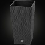 Rattan virágcserép, Prosperplast Rato Square 325, antracit, 32,5 x 32,5 cm, magasság: 61 cm, betéttel, 21 / 49 l, rattan hatású, négyzetes