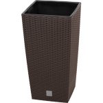 Rattan virágcserép, Prosperplast Rato Square 325, barna, 32,5 x 32,5 cm, magasság: 61 cm, betéttel, 21 / 49 l, rattan hatású, négyzetes
