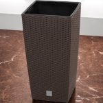 Rattan virágcserép, Prosperplast Rato Square 325, barna, 32,5 x 32,5 cm, magasság: 61 cm, betéttel, 21 / 49 l, rattan hatású, négyzetes