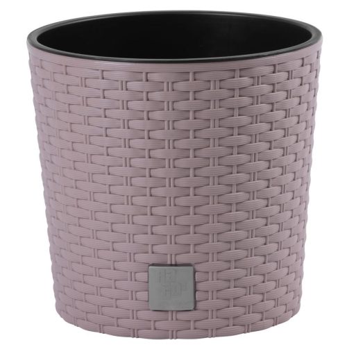 Rattan virágcserép, Prosperplast Rato Round 300, mokka, átmérő: 30 cm, magasság: 27 cm, betéttel, 15 / 15,3 l, rattan hatású, kerek