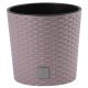 Rattan virágcserép, Prosperplast Rato Round 300, mokka, átmérő: 30 cm, magasság: 27 cm, betéttel, 15 / 15,3 l, rattan hatású, kerek