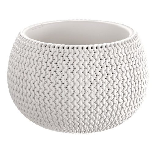 Műanyag virágcserép, Prosperplast Splofy Bowl, fehér, átmérő: 29 cm, magasság: 19,5 cm, tál alakú, betéttel, 3,9 l, kerek