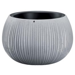   Műanyag virágcserép, Prosperplast Beton, szürke, átmérő:  19 cm, magasság: 20 cm, bordázott, 8 l, betonhatású, kerek