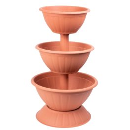   Műanyag háromszintes virágcserép, Strend Pro Garden Pyramid, terrakotta, átmérők: 25 cm / 32,5 cm / 40 cm, magasság: 79 cm, kerek