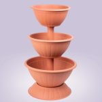 Műanyag háromszintes virágcserép, Strend Pro Garden Pyramid, terrakotta, átmérők: 32,5 cm / 40 cm / 47,5 cm, magasság: 82 cm, kerek