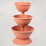 Műanyag háromszintes virágcserép, Strend Pro Garden Pyramid, terrakotta, átmérők: 32,5 cm / 40 cm / 47,5 cm, magasság: 82 cm, kerek