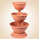 Műanyag háromszintes virágcserép, Strend Pro Garden Pyramid, terrakotta, átmérők: 40 cm / 47,5 cm /55 cm, magasság: 86 cm, kerek