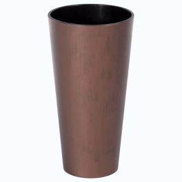   Műanyag virágcserép, Prosperplast Tubus Slim Corten, réz, átmérő: 40 cm, magasság: 76,2 cm, betéttel, 35 / 64 l, rézhatású, kerek