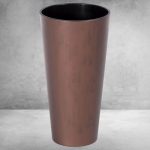 Műanyag virágcserép, Prosperplast Tubus Slim Corten, réz, átmérő: 40 cm, magasság: 76,2 cm, betéttel, 35 / 64 l, rézhatású, kerek
