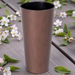 Műanyag virágcserép, Prosperplast Tubus Slim Corten, réz, átmérő: 40 cm, magasság: 76,2 cm, betéttel, 35 / 64 l, rézhatású, kerek
