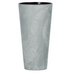 Műanyag virágcserép, Prosperplast Tubus Slim Beton, világosszürke, átmérő: 40 cm, magasság: 76,2 cm, betéttel, 35 / 64 l, betonhatású, kerek