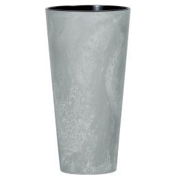   Műanyag virágcserép, Prosperplast Tubus Slim Beton, világosszürke, átmérő: 40 cm, magasság: 76,2 cm, betéttel, 35 / 64 l, betonhatású, kerek