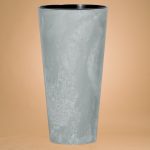Műanyag virágcserép, Prosperplast Tubus Slim Beton, világosszürke, átmérő: 40 cm, magasság: 76,2 cm, betéttel, 35 / 64 l, betonhatású, kerek