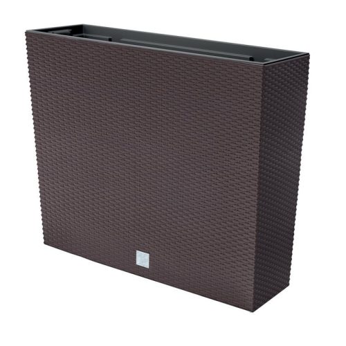 Rattan virágcserép, Prosperplast Rato Case, barna, 58 x 18 cm, magasság: 49,8 cm, betéttel, 12 / 44 l, rattan hatású, négyzetes