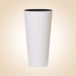 Műanyag virágcserép, Prosperplast Tubus Slim Shine, fehér, átmérő: 40 cm, magasság: 76,2 cm, betéttel, 64 l, kerek