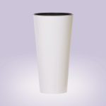 Műanyag virágcserép, Prosperplast Tubus Slim Shine, fehér, átmérő: 40 cm, magasság: 76,2 cm, betéttel, 64 l, kerek