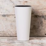 Műanyag virágcserép, Prosperplast Tubus Slim Shine, fehér, átmérő: 40 cm, magasság: 76,2 cm, betéttel, 64 l, kerek