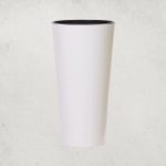 Műanyag virágcserép, Prosperplast Tubus Slim Shine, fehér, átmérő: 40 cm, magasság: 76,2 cm, betéttel, 64 l, kerek