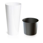 Műanyag virágcserép, Prosperplast Tubus Slim Shine, fehér, átmérő: 40 cm, magasság: 76,2 cm, betéttel, 64 l, kerek