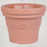 Műanyag virágcserép, Prosperplast Decora, terrakotta, átmérő: 57 cm, magasság: 45,5 cm, virág minta, 65 l, kerek