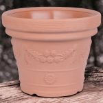 Műanyag virágcserép, Prosperplast Decora, terrakotta, átmérő: 57 cm, magasság: 45,5 cm, virág minta, 65 l, kerek