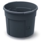 Műanyag burgonyatermesztő cserép, Prosperplast, antracit, átmérő: 39,2 cm, magasság: 31,6 cm, 28 l, ablakos betéttel, betakarító nyílásokkal, 2 részes, kerek