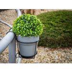 Virágtartó konzol, Strend Pro Garden Bumeta, fekete, átmérő: 22 cm, magasság: 18 cm, extra erős, acél, alátéttel, kampós rögzítés, akasztható, kerek