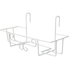   Virágtartó konzol, Strend Pro Garden, fehér, 65 cm, magasság: 13 cm, acél, kampós rögzítés, akasztható, téglalap alakú