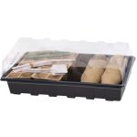 Melegágy, Strend Pro Garden, fekete, 37,5 x 23 x 6 cm, átlátszó fedél, 67 db-os készlet, palántaneveléshez, mini